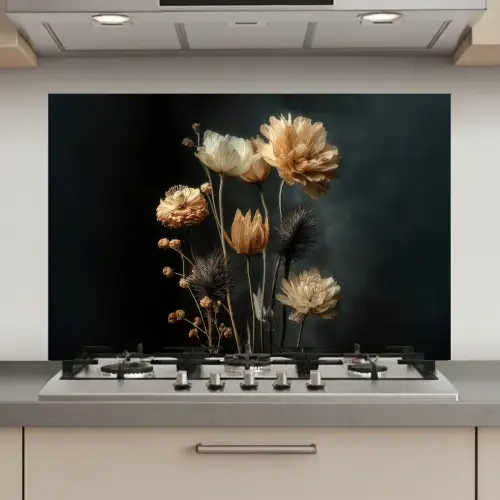 Boeket - Bloemen - Licht - Zwart keuken achterwand spatscherm klein -3d_website