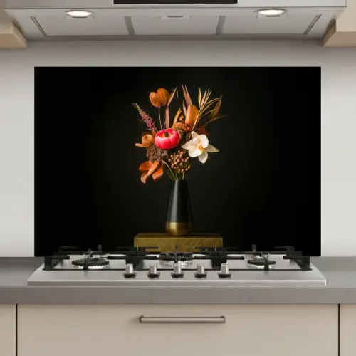 Boeket - Oranje - Gouden - vaas keuken achterwand spatscherm klein -3d_website