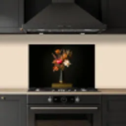 Boeket - Oranje - Gouden - vaas keuken achterwand spatscherm klein -sfeer1