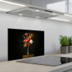 Boeket - Oranje - Gouden - vaas keuken achterwand spatscherm klein -3d_schuin