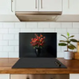 Boeket - Tulpen - Vaas - Rood keuken achterwand spatscherm klein -sfeer2
