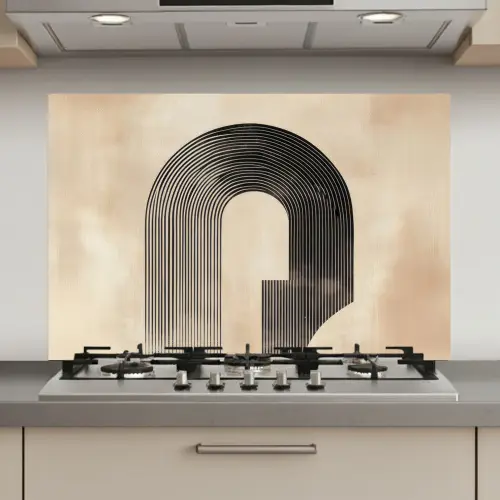 Boog -  Strepen - Minimalistisch - Zwart keuken achterwand spatscherm klein -3d_website