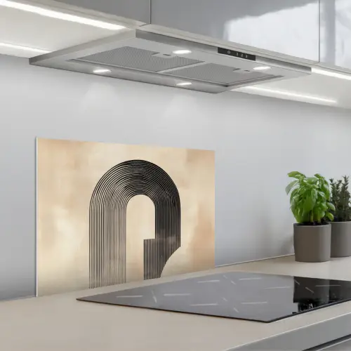 Boog -  Strepen - Minimalistisch - Zwart keuken achterwand spatscherm klein -3d_schuin