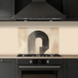 Boog -  Strepen - Minimalistisch - Zwart keuken achterwand spatscherm klein -sfeer1