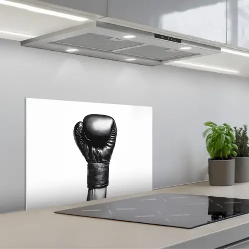 Bokshandschoen - Zwart - Hand keuken achterwand spatscherm klein -3d_schuin