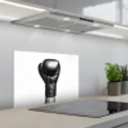Bokshandschoen - Zwart - Hand keuken achterwand spatscherm klein -3d_schuin