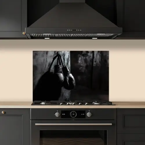 Bokshandschoenen - Muur - Duister - Zwart keuken achterwand spatscherm klein -sfeer1