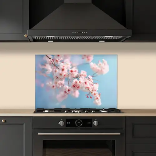 Takken - Bloesems - Roze keuken achterwand spatscherm klein -sfeer1