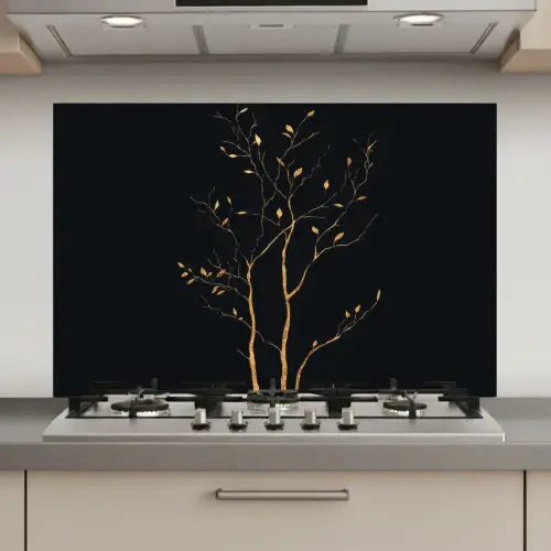 Takken - Blaadjes - Zwart keuken achterwand spatscherm klein -3d_website