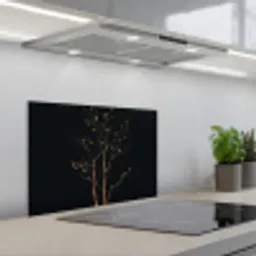 Takken - Blaadjes - Zwart keuken achterwand spatscherm klein -3d_schuin