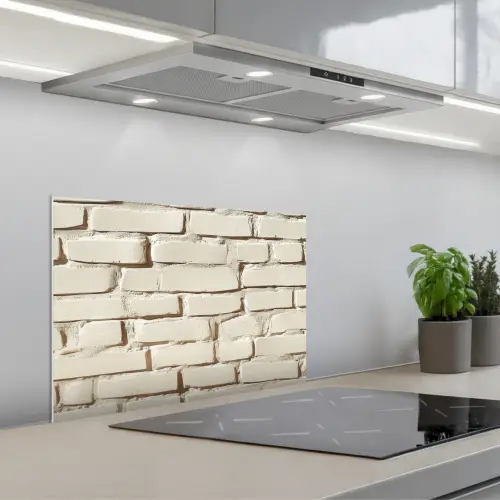 Bakstenen - Muur - Licht - Wit keuken achterwand spatscherm klein -3d_schuin