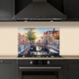 Brug - Stad - Huizen - Boot keuken achterwand spatscherm klein -sfeer1