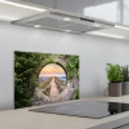 Brug - Zee - Doorkijk - Zomer keuken achterwand spatscherm klein -3d_schuin