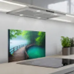 Brug - Water - Rivier - Bos keuken achterwand spatscherm klein -3d_schuin