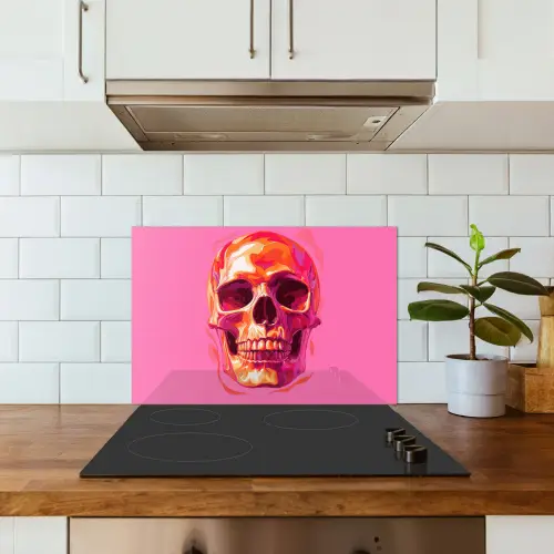 Felroze - Tanden - Schedel keuken achterwand spatscherm klein -sfeer2