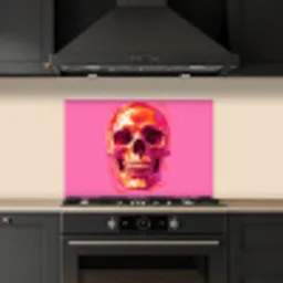 Felroze - Tanden - Schedel keuken achterwand spatscherm klein -sfeer1