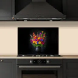 Felgekleurd - Bloemen - Vaas keuken achterwand spatscherm klein -sfeer1