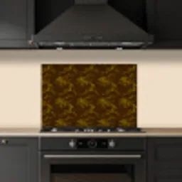 Bruin - Bloemen - Goud keuken achterwand spatscherm klein 900 -sfeer1