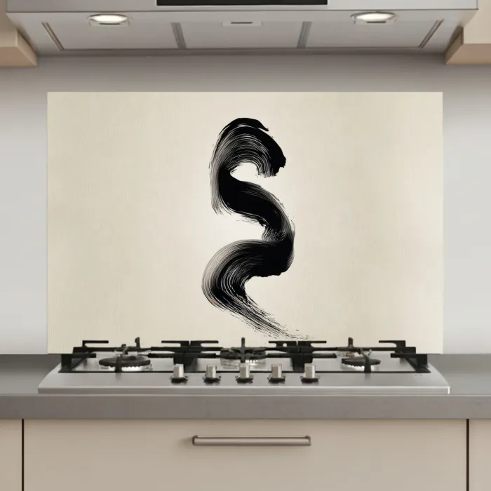 Penseelstreek - Zwart - Minimalistisch keuken achterwand spatscherm klein -3d_website