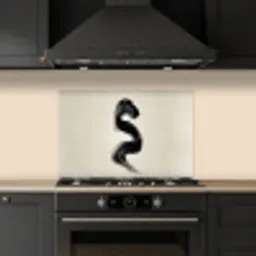 Penseelstreek - Zwart - Minimalistisch keuken achterwand spatscherm klein -sfeer1