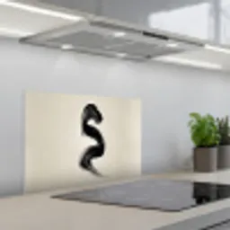 Penseelstreek - Zwart - Minimalistisch keuken achterwand spatscherm klein -3d_schuin