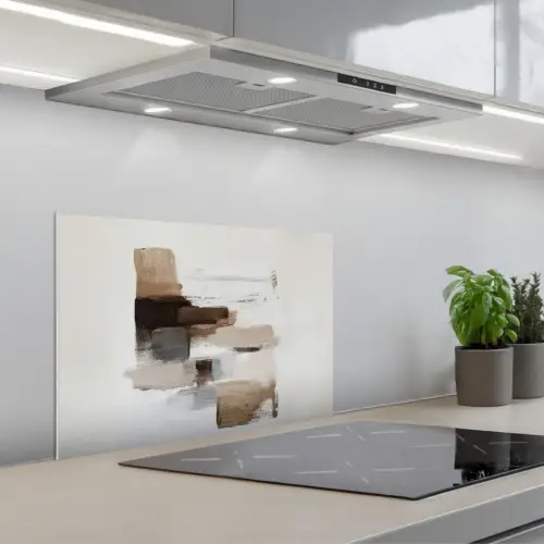 Penseelstreken - Balans - Beige - Bruin keuken achterwand spatscherm klein -3d_schuin