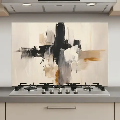 Penseelstreken - Ruw - Abstract - Beige keuken achterwand spatscherm klein -3d_website