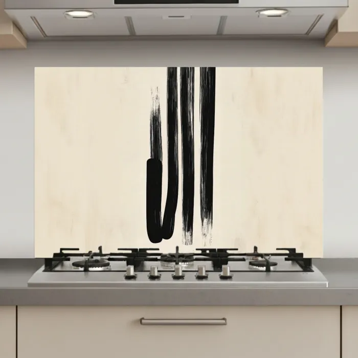 Penseelstreken - Verticaal - Zwart keuken achterwand spatscherm klein -3d_website