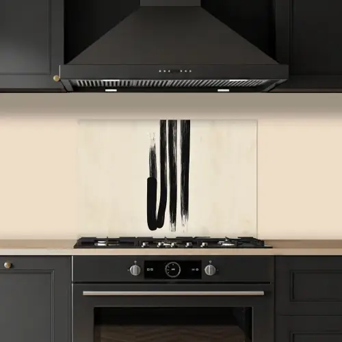 Penseelstreken - Verticaal - Zwart keuken achterwand spatscherm klein -sfeer1