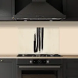 Penseelstreken - Verticaal - Zwart keuken achterwand spatscherm klein -sfeer1