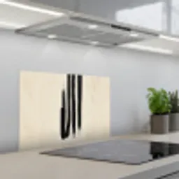 Penseelstreken - Verticaal - Zwart keuken achterwand spatscherm klein -3d_schuin