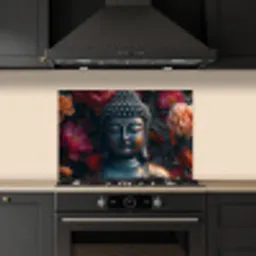 Boeddha - Bloemen - Buddha - Beeld - Kunst keuken achterwand spatscherm klein -sfeer1