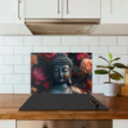 Boeddha - Bloemen - Buddha - Beeld - Kunst keuken achterwand spatscherm klein -sfeer2