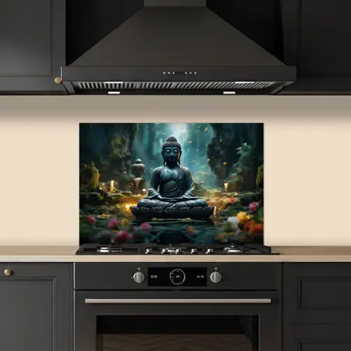 Boeddha - Beeld - Buddha - Zen - Kunst - Boedha keuken achterwand spatscherm klein -sfeer1