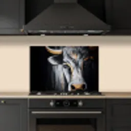 Stier - Hoorns - Snuit - Goud keuken achterwand spatscherm klein -sfeer1
