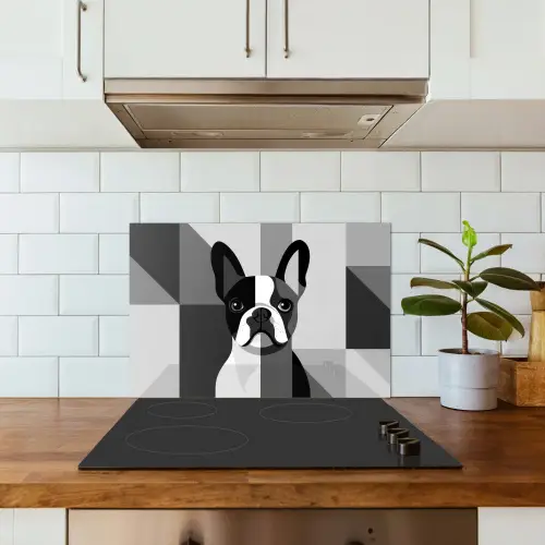 Buldog - Zwart - Abstract - Vlakken keuken achterwand spatscherm klein -sfeer2