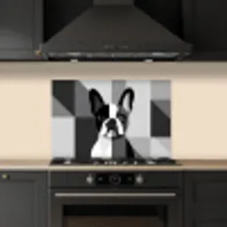 Buldog - Zwart - Abstract - Vlakken keuken achterwand spatscherm klein -sfeer1