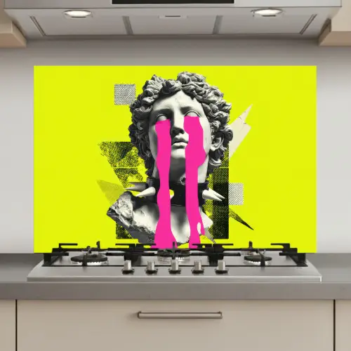 Buste - Verf - Geel keuken achterwand spatscherm klein -3d_website