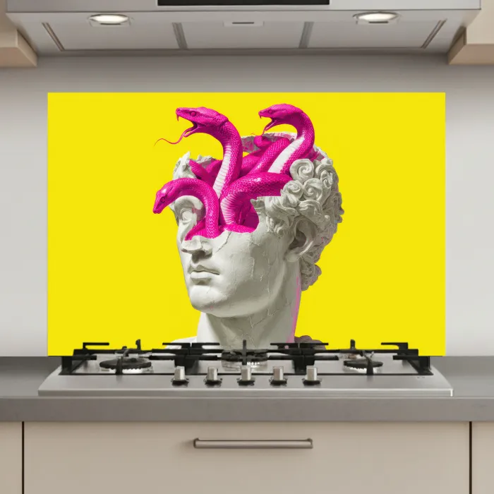 Buste - Slangen - Geel keuken achterwand spatscherm klein -3d_website