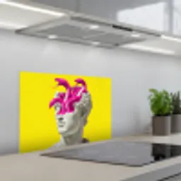 Buste - Slangen - Geel keuken achterwand spatscherm klein -3d_schuin