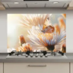 Vlinder - Bloem - Oranje keuken achterwand spatscherm klein -3d_website