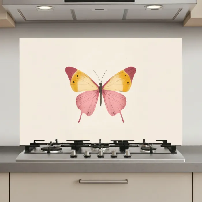 Vlinder - Illustratie - Roze keuken achterwand spatscherm klein -3d_website