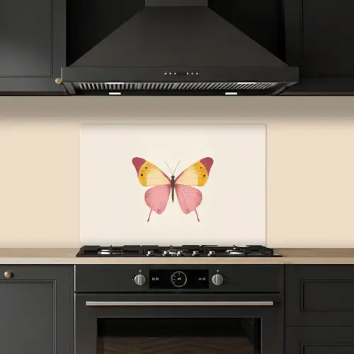 Vlinder - Illustratie - Roze keuken achterwand spatscherm klein -sfeer1