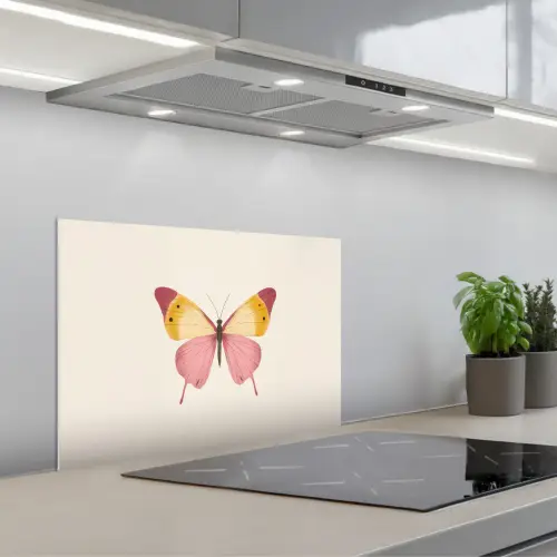 Vlinder - Illustratie - Roze keuken achterwand spatscherm klein -3d_schuin