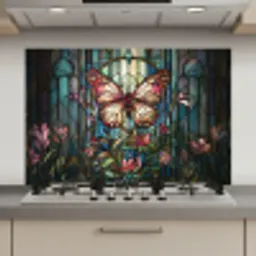 Vlinder - Roze - Bloemen - Bladeren keuken achterwand spatscherm klein -3d_website
