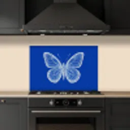 Vlinder - Wit - Getekend - Stippen keuken achterwand spatscherm klein -sfeer1