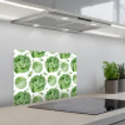 Kool - Bladgroen - Wit - Patroon keuken achterwand spatscherm klein 900 -3d_schuin