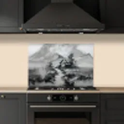 Hut - Grijs - Bergen - Mistig keuken achterwand spatscherm klein -sfeer1
