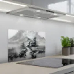 Hut - Grijs - Bergen - Mistig keuken achterwand spatscherm klein -3d_schuin