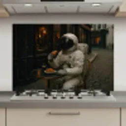 Café - Croissant - Koffie - Astronaut keuken achterwand spatscherm klein -3d_website
